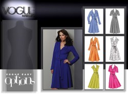 8613 EZ VOGUE KNIT 6 V YOKE BUTTON DRESS LENGTHS BELT PATTERN 8-16